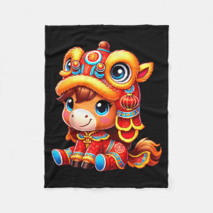 Chinese New Year Of The Horse 2026 Lunar New Year  Fleece Blanket