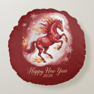 Chinese New year of the Horse 2026 Round Pillow