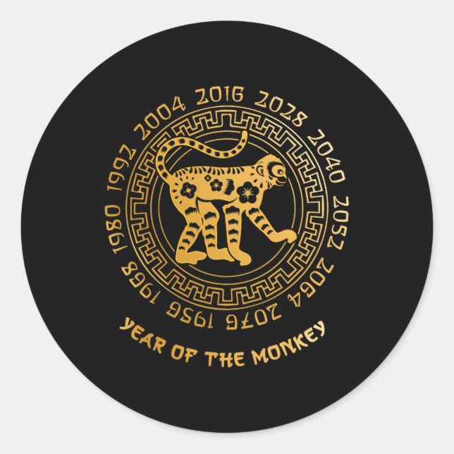 Chinese New Year Of The Monkey Chinese Zodiac Year Classic Round Sticker (Front)