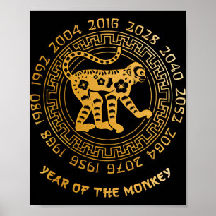 Chinese New Year Of The Monkey Chinese Zodiac Year Poster