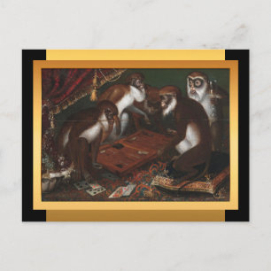 Chinese New Year of The Monkey European Painting H Holiday Postcard