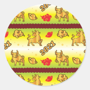 Chinese New Year of the Ox 2021 Classic Round Sticker