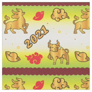 Chinese New Year of the Ox 2021 Fabric