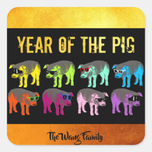 Chinese New Year of the Pig Pop Name Square S Square Sticker