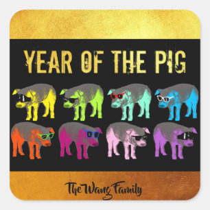Chinese New Year of the Pig Pop Name Square S Sticker