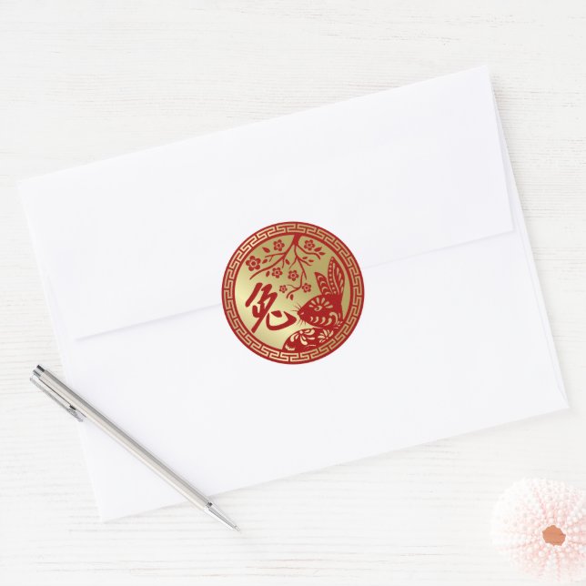 Chinese New Year of the Rabbit 2023 Classic Round Sticker (Envelope)