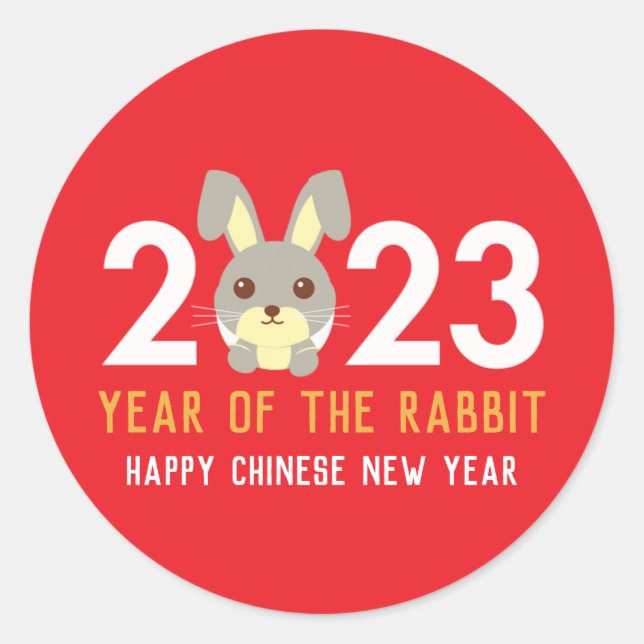 Chinese New Year of the Rabbit 2023 Classic Round Sticker (Front)