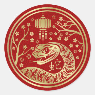 Chinese New year of the Snake 2025 Classic Round Sticker