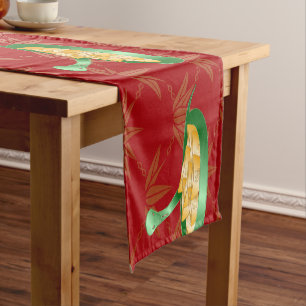 Chinese New Year of the Snake 2025 Fortune Money Short Table Runner