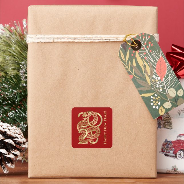 Chinese New year of the Snake 2025 Square Sticker (Holiday)