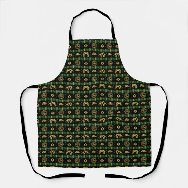 Chinese New Year of the Tiger Green Pattern Apron (Front)