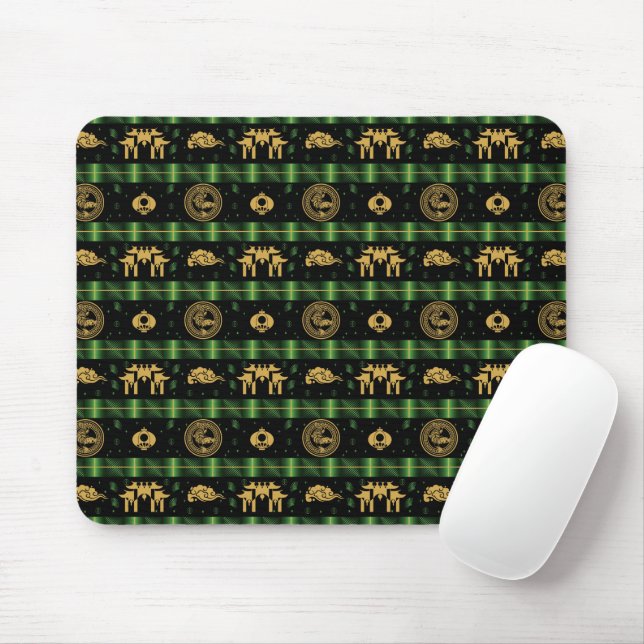 Chinese New Year of the Tiger Green Pattern Mouse Pad (With Mouse)