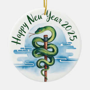 Chinese New Year Of The Wood Snake 2025 Ceramic Ornament