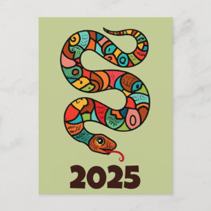 Chinese New Year Of The Wood Snake 2025 Postcard