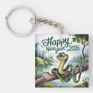 Chinese New Year Of The Wood Snake Happy New 2025 Keychain