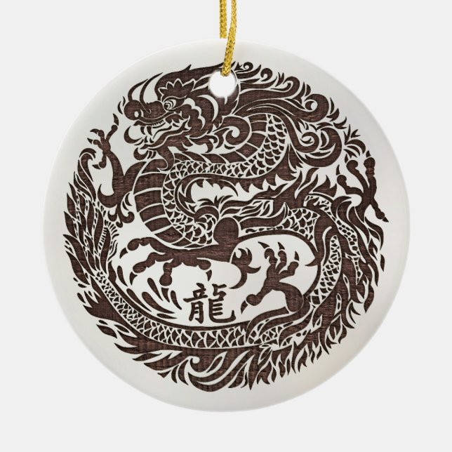 Chinese New year of the Wooden Dragon 2024 Ceramic Ornament (Front)