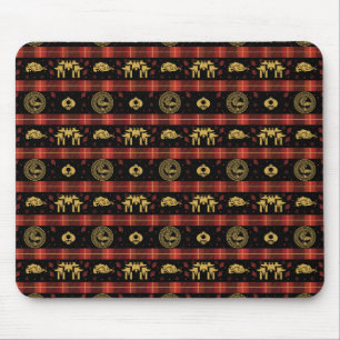 Chinese New Year of Tiger Red Check Pattern Mouse Pad