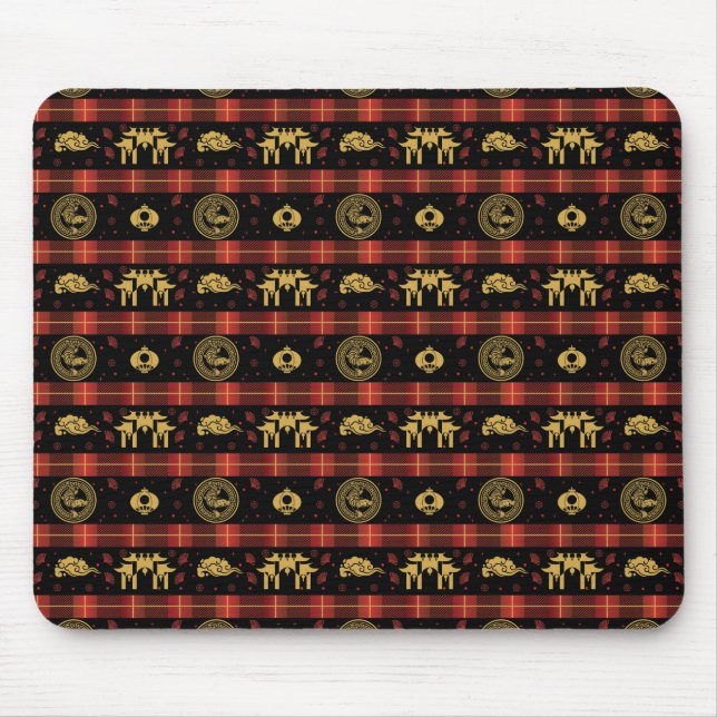 Chinese New Year of Tiger Red Check Pattern Mouse Pad (Front)
