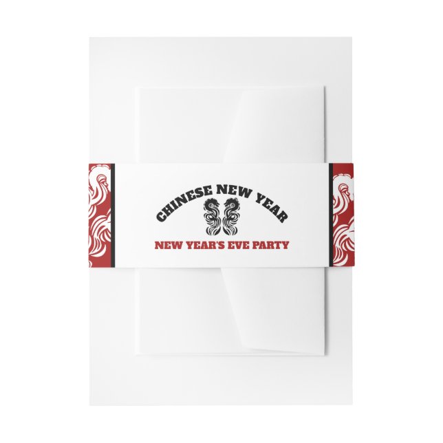 Chinese New Year Oriental Dragon Invitation Belly Band (Front Example)