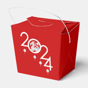 Chinese New Year Origami Dragon, red Favour Box