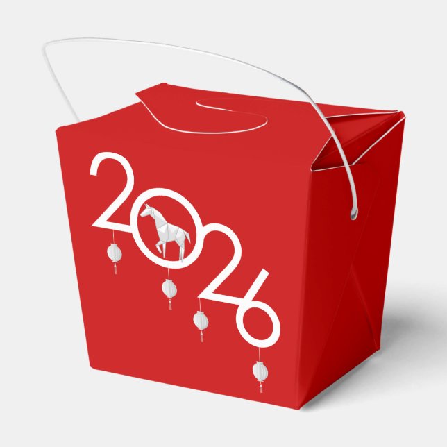 Chinese New Year Origami Horse, red Favour Box (Back Side)