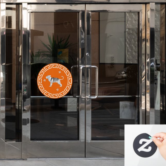 Chinese New Year Origami Tiger & Stars  Window Cling (Office Door)