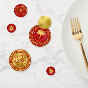 Chinese New Year Ox Red/Gold ID542 Confetti