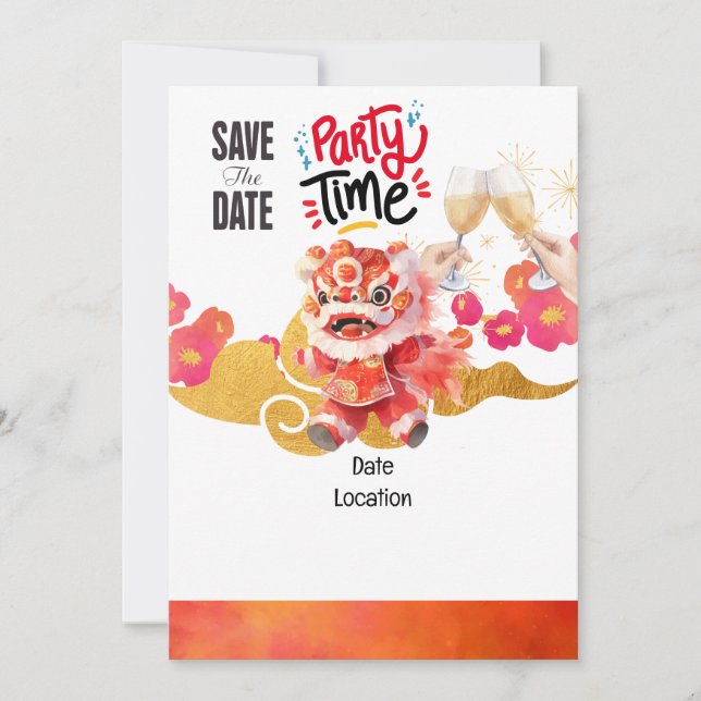 Chinese New Year party save the date Invitation (Front)