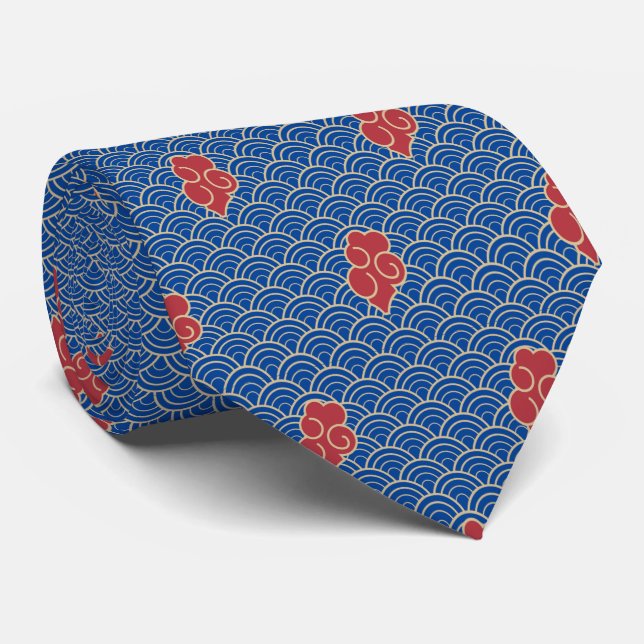Chinese New Year Rabbit 2023 Blue Golden  Tie (Rolled)