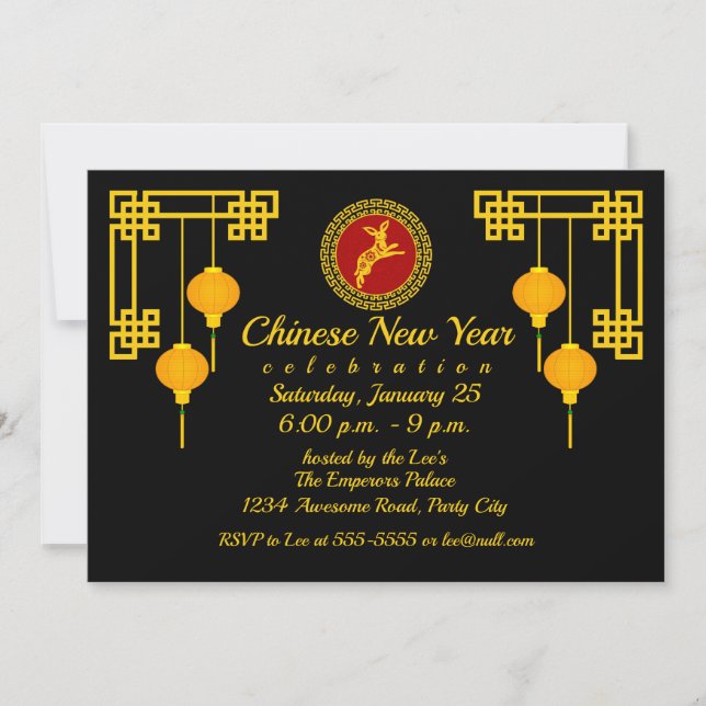 Chinese New Year Rabbit Ornament Invitation (Front)