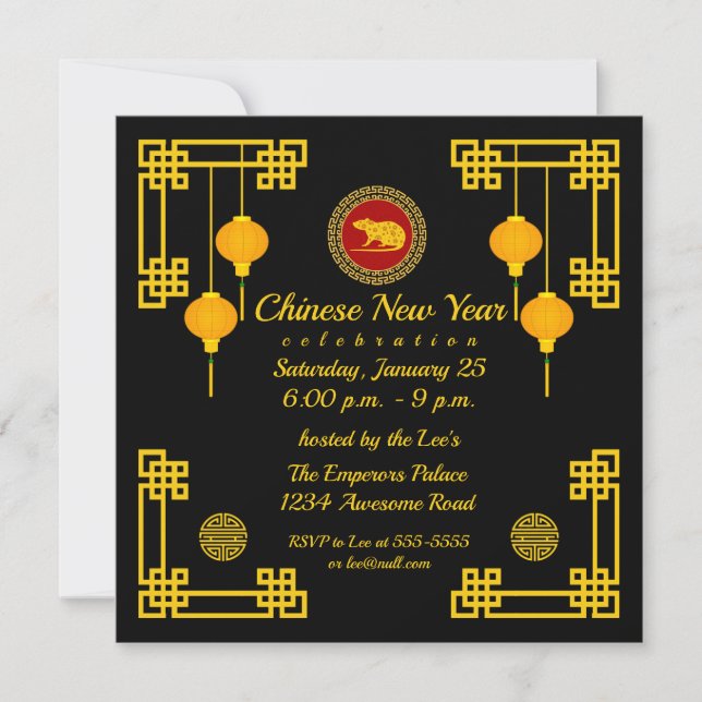 Chinese New Year Rat Ornament Invitation (Front)
