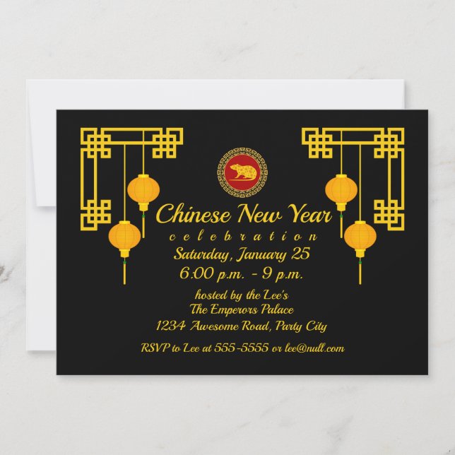 Chinese New Year Rat Ornament Invitation (Front)