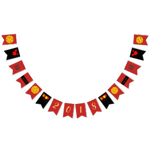 Chinese New Year Red Black and Gold Banner Bunting