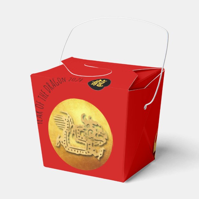Chinese New Year Red Golden Dragon 2024 TOFB Favor Box (Front Side)