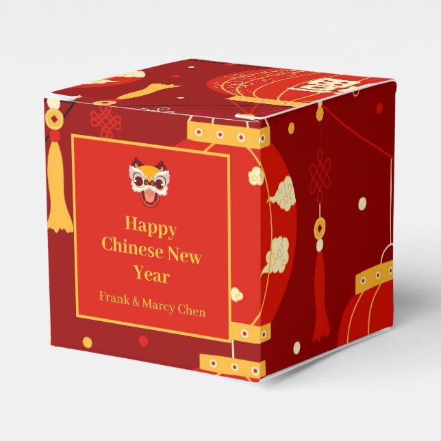 Chinese New Year Red Lanterns Favour Box (Front Side)