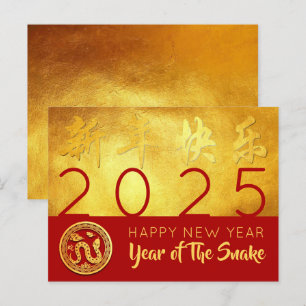 Chinese New Year Snake 2025 Red Gold HHPostC Holiday Postcard