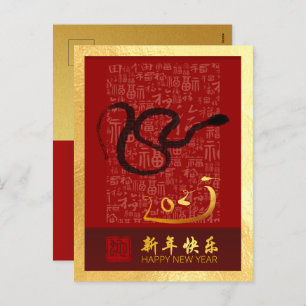 Chinese New Year Snake 2025 with wishes VPostC Holiday Postcard