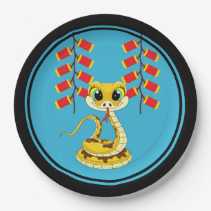 Chinese New Year Snake & Chinese Firecrackers Paper Plate