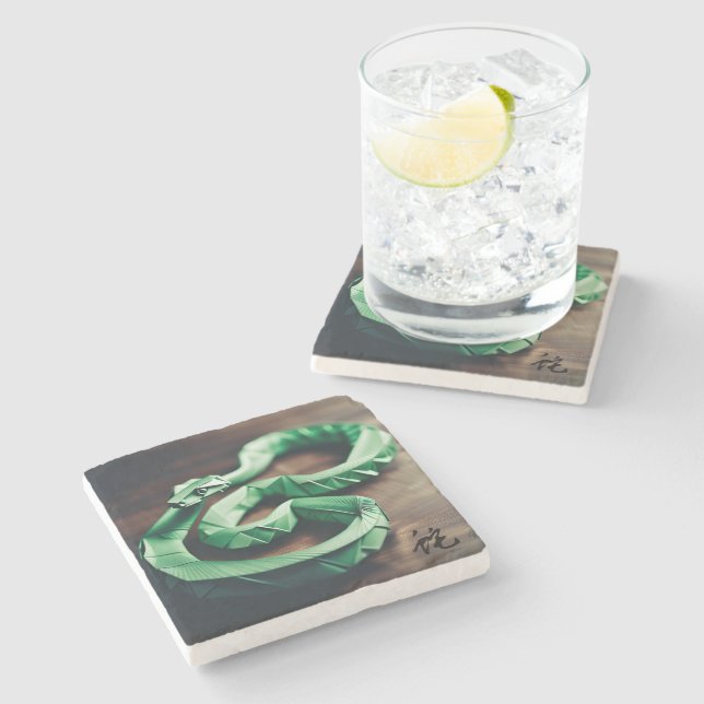 Chinese New Year Snake Green Zodiac Birthday MC Stone Coaster (Side)