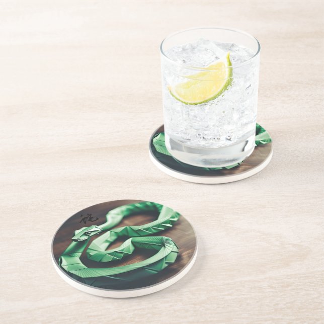 Chinese New Year Snake Green Zodiac Birthday RC Coaster (Side)