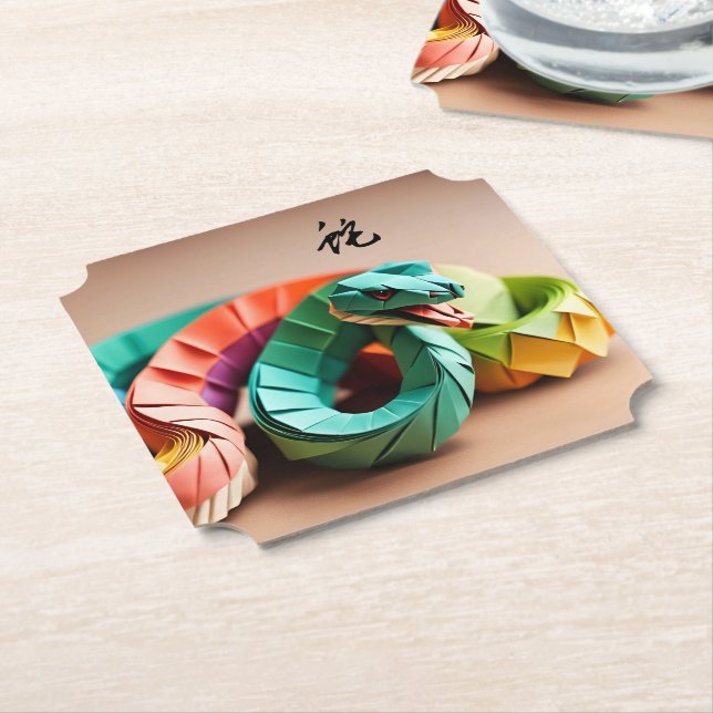 Chinese New Year Snake Ideogram Zodiac Birthday PC Paper Coaster (Angled)