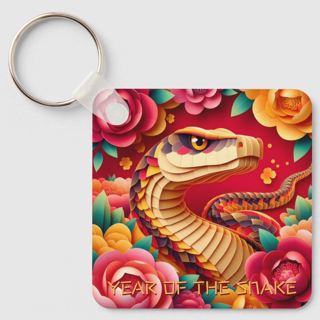 Chinese New Year Snake Origami style 2025 BSqK Keychain (Front)