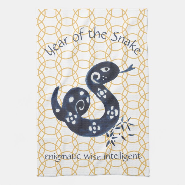 Chinese New Year Snake Zodiac Animal Minimal Kitchen Towel (Vertical)
