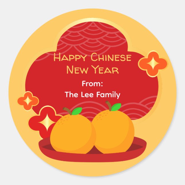 Chinese New Year Stickers - 2 Oranges (Front)