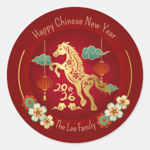 Chinese New Year Stickers (Year of the Horse) Red