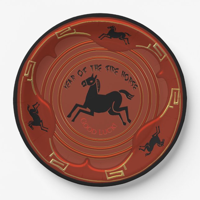 Chinese New Year - Year of the Fire Horse Paper Plate (Front)