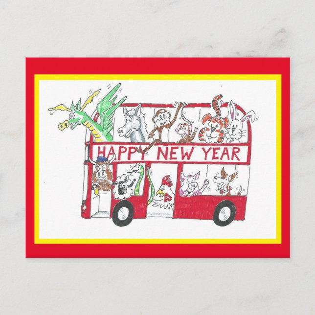 Chinese New Year - Year of the Ox (Red) Postcard (Front)