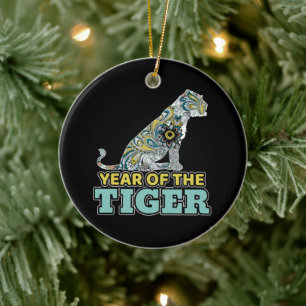 Chinese New Year - Zodiac White Tiger Ceramic Ornament