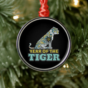 Chinese New Year - Zodiac White Tiger Metal Ornament