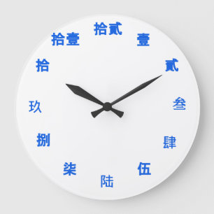 Chinese Numeral Character (Blue font) Large Clock